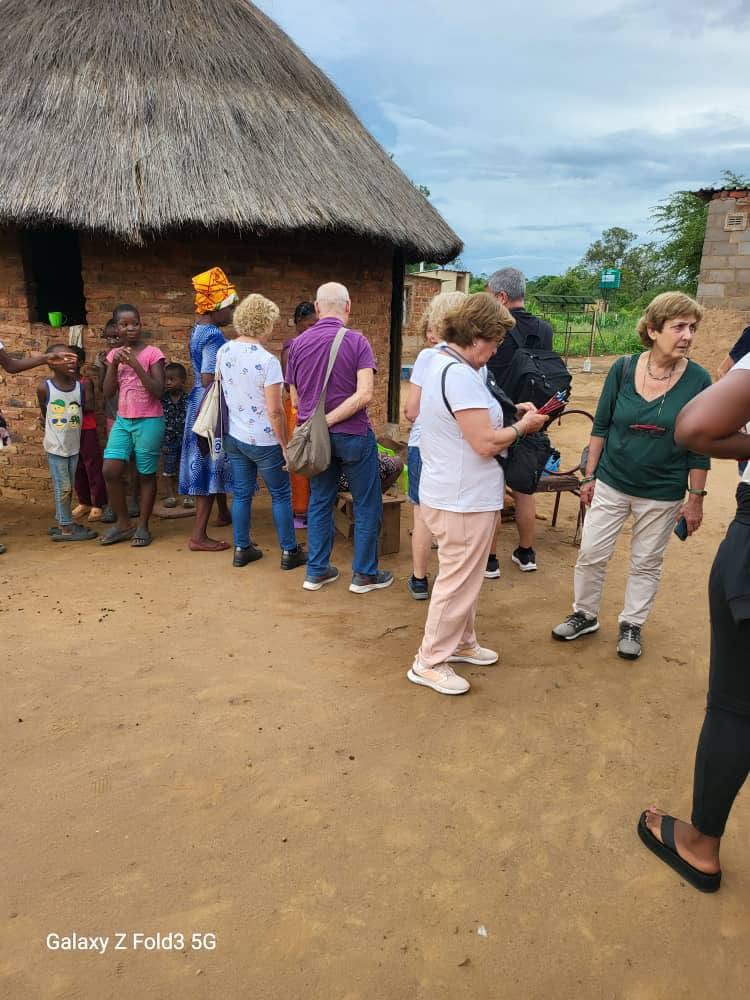 Guests on a guided village tour near Victoria Falls